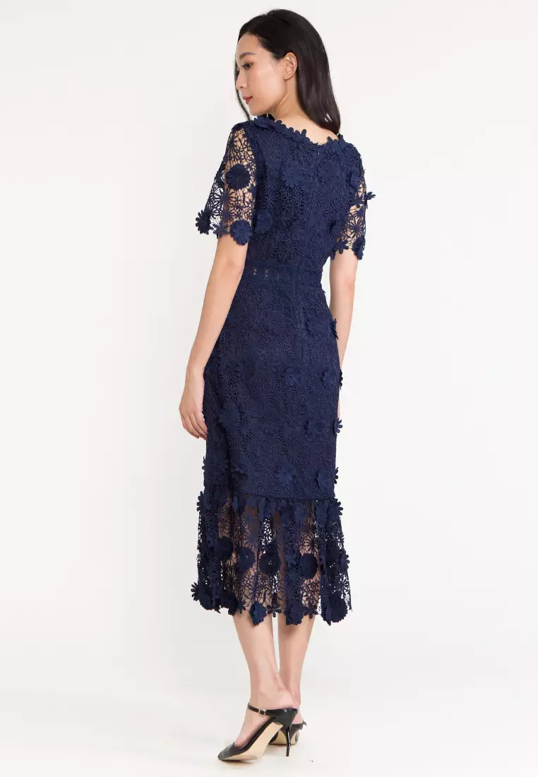 蕾丝长款晚礼服