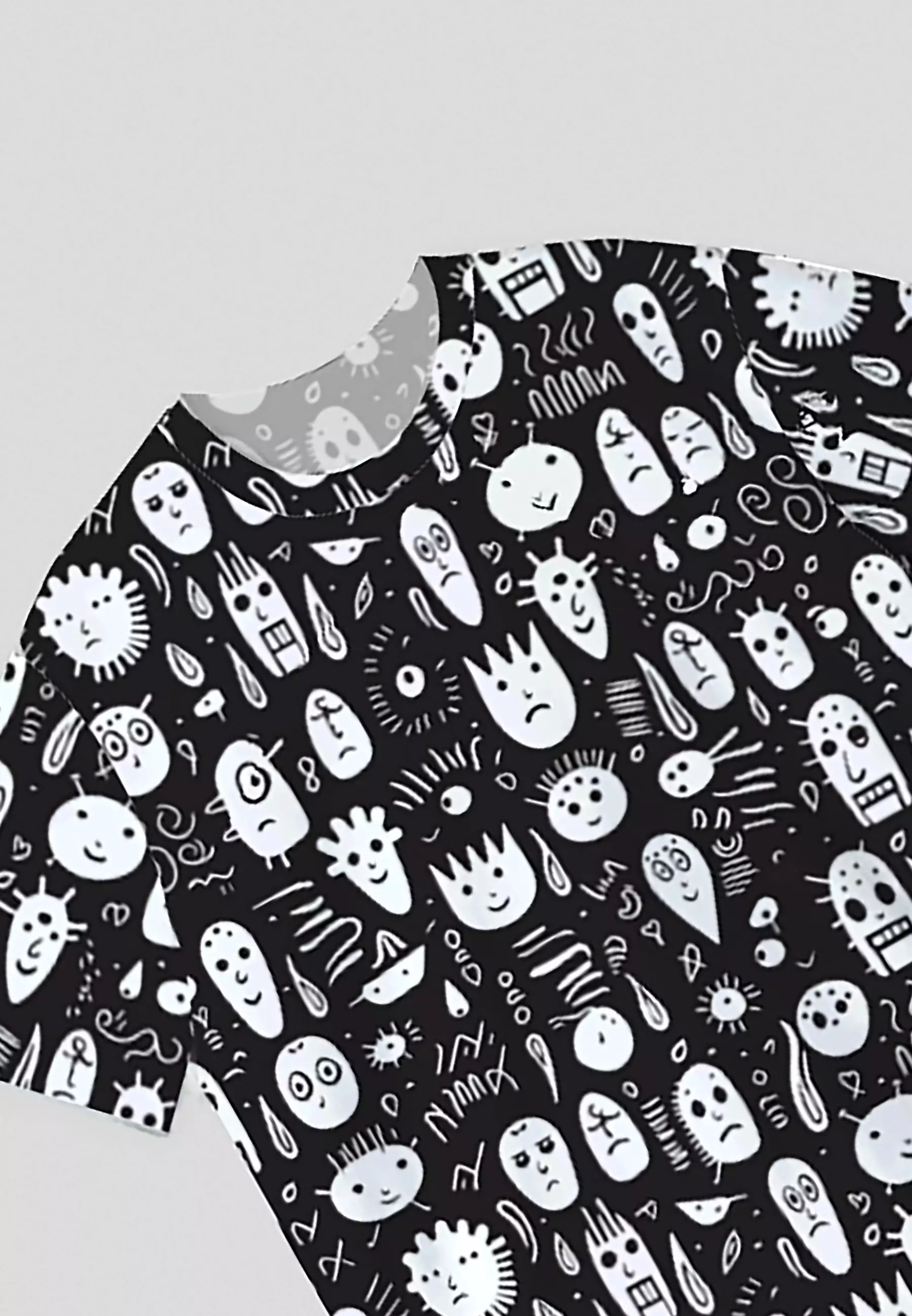 NX021 kaos oversize full motif abstrak aesthetic doodle face bahan tebal light scuba Nade