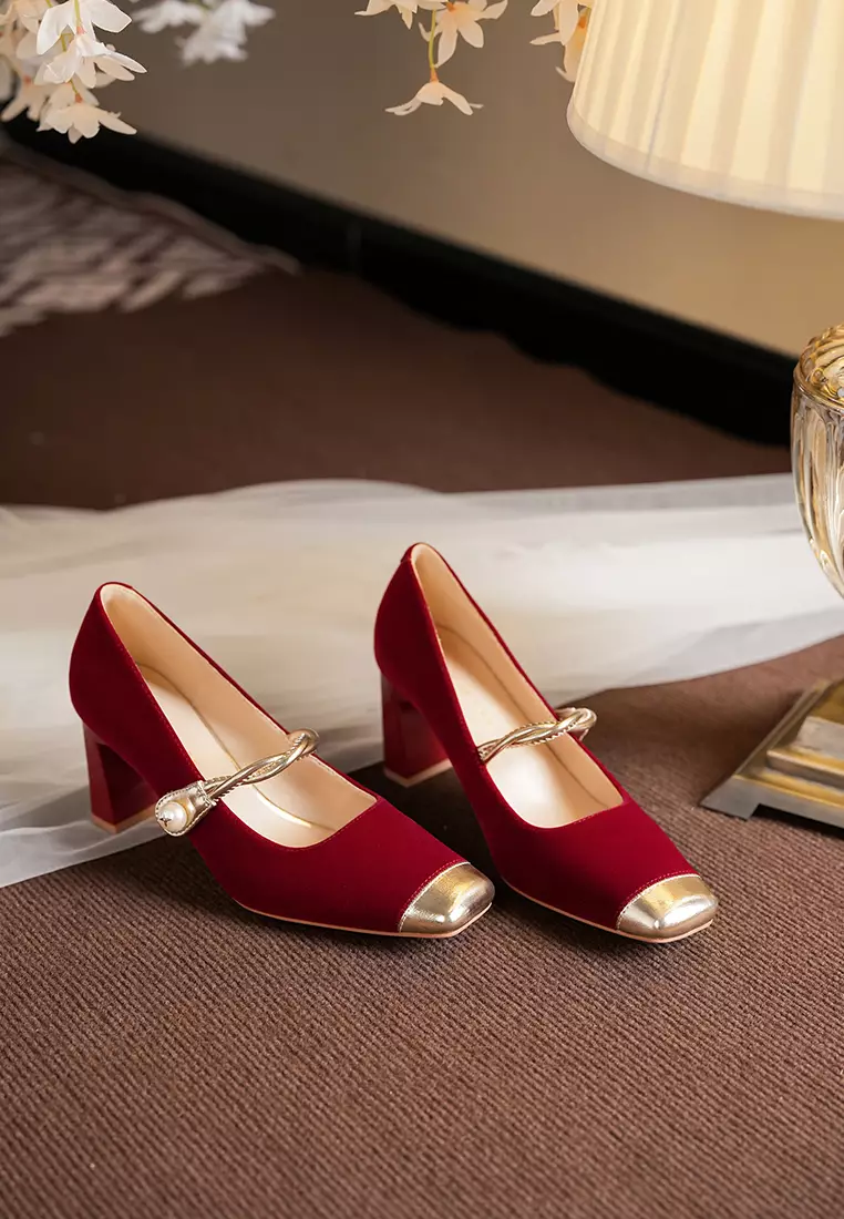 7CM Twist Strap Suede Mary Jane Shoes BY2373-26