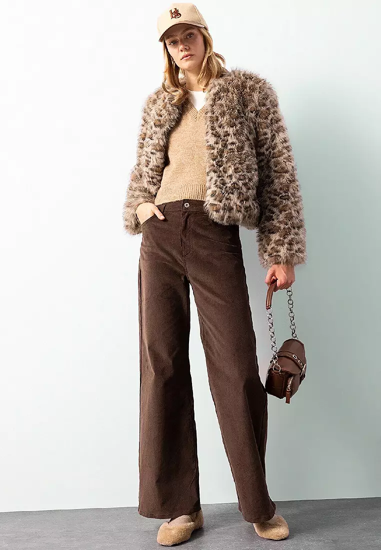 Leopard Print Faux Fur Coat