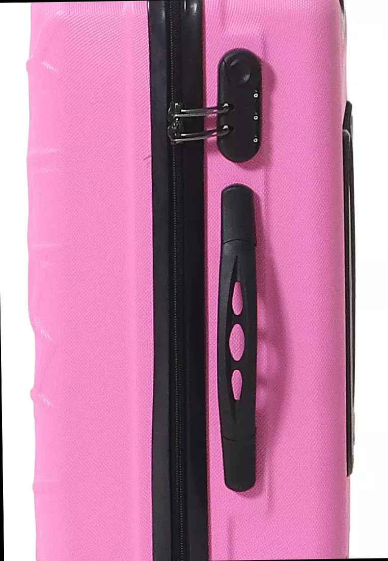 Carlton Koper Hardcase Desain Hexagon Size 20 Inch Suitcase Unisex with Rear Compartment Rubber Slot Material ABS+PVC Coated ORIGINAL - PinkBerbie