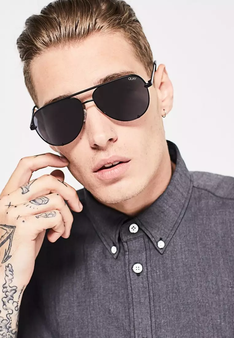 High Key Extra Large Sunglasses - Black/Smoke Polarized