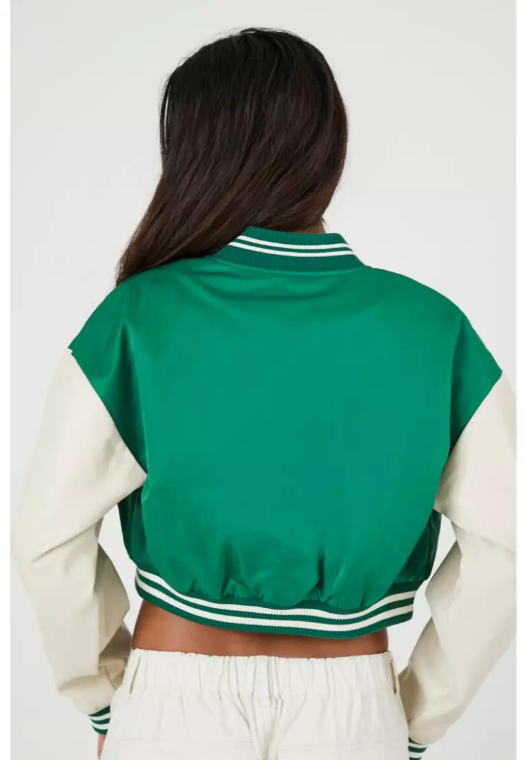 Forever 21 Women's Varsity Letterman New York Jacket in Seafoam Green Large | F21