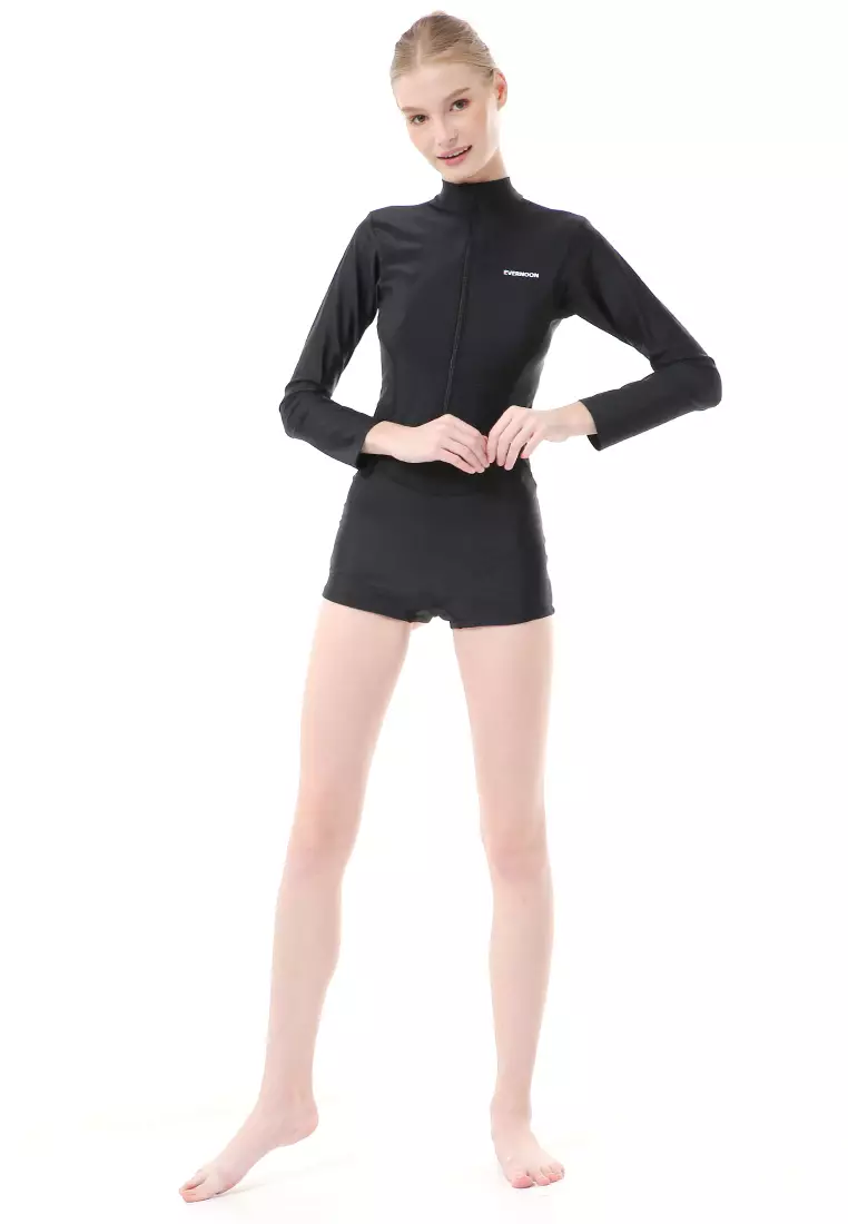 Amina Baju Renang Wanita One Piece Long Sleeve High Quality - Black