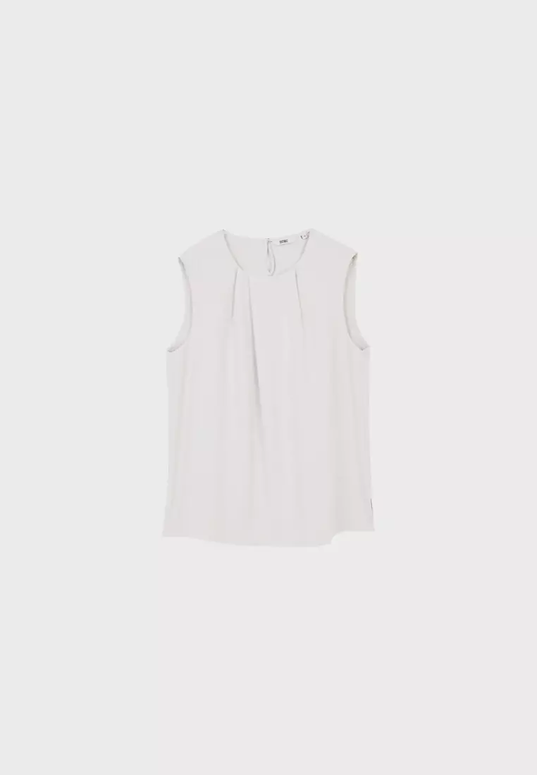 Apricot Front Pleat Sleeveless Top