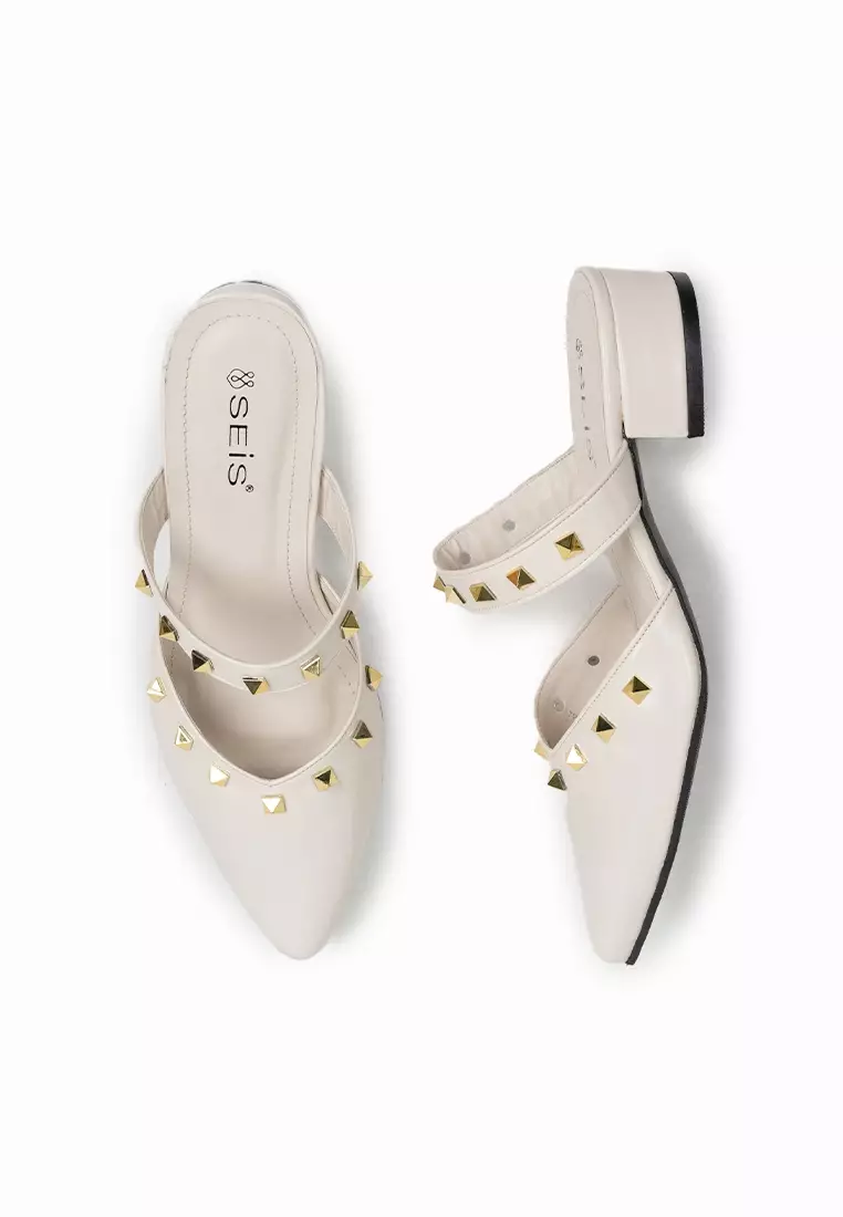 SEIS Monica Sandal  Mules Wanita Heels 3 cm - CREAM