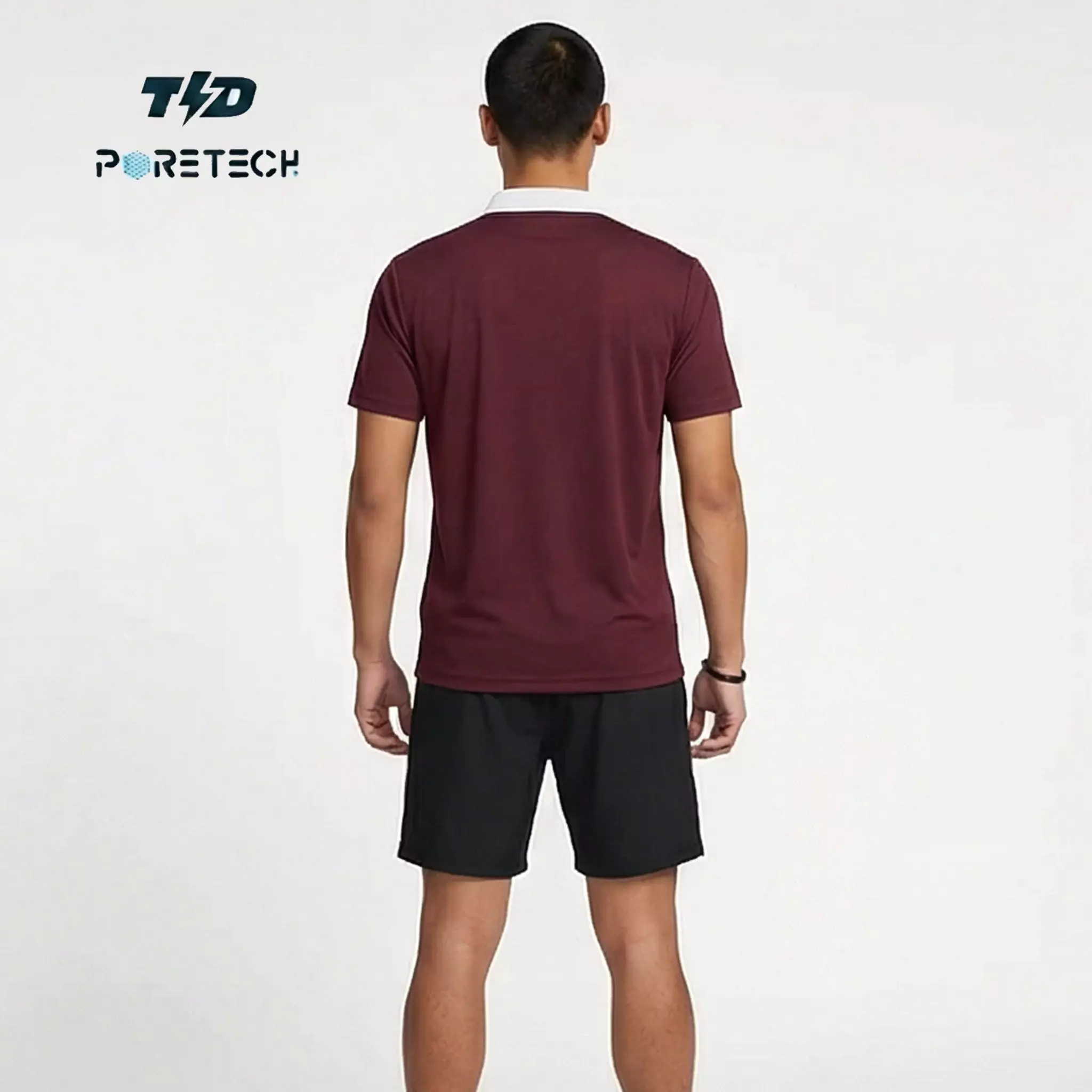 TDACTIVE Jersey Padel Pria Polo Kaos BreatheLite "maroon putih" MSB50