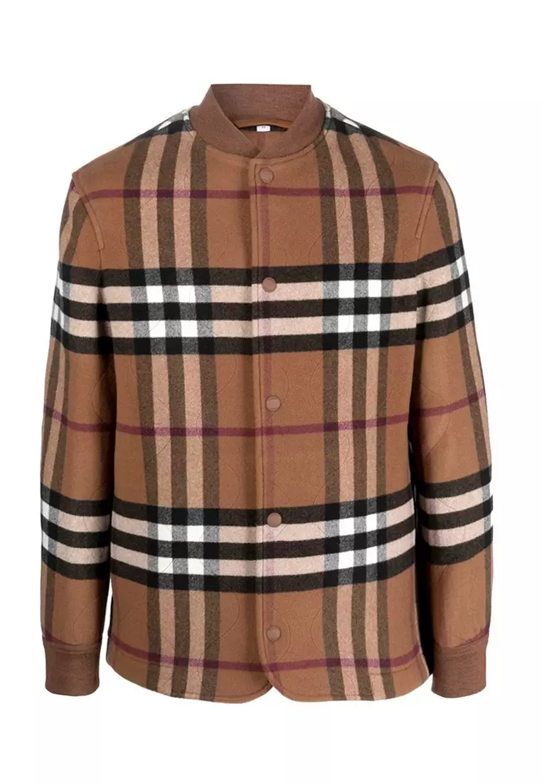Buy Burberry Burberry Quilted Check Wool Blend Bomber Jacket in