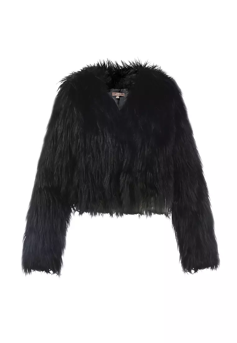 Buy London Rag Black Faux Fur Evening Jacket Online ZALORA Malaysia