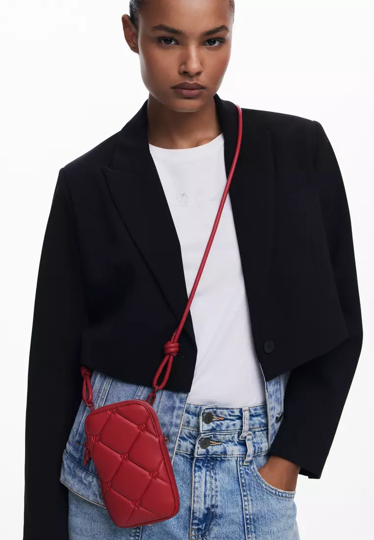 Padded faux leather phone holder