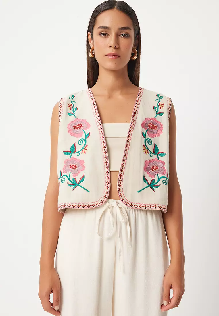 Floral Embroidery Vest