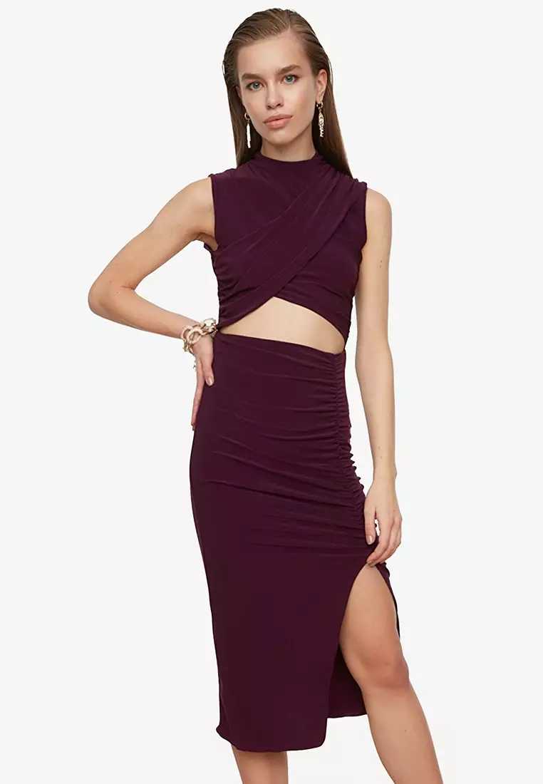 Buy Trendyol Side Slit Dress in Plum 2024 Online