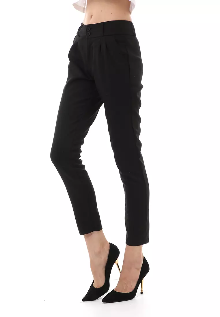 Jourel Celana Kerja Formal Kasual Wanita Material Cotton ORIGINAL - Black