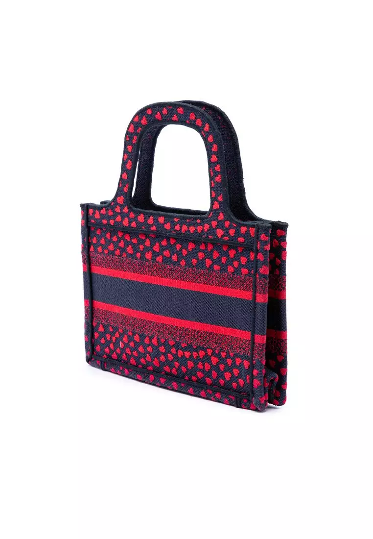 Pre-Loved Dior Mini Embroidered Canvas Pop Heart I Love Paris Book Tote