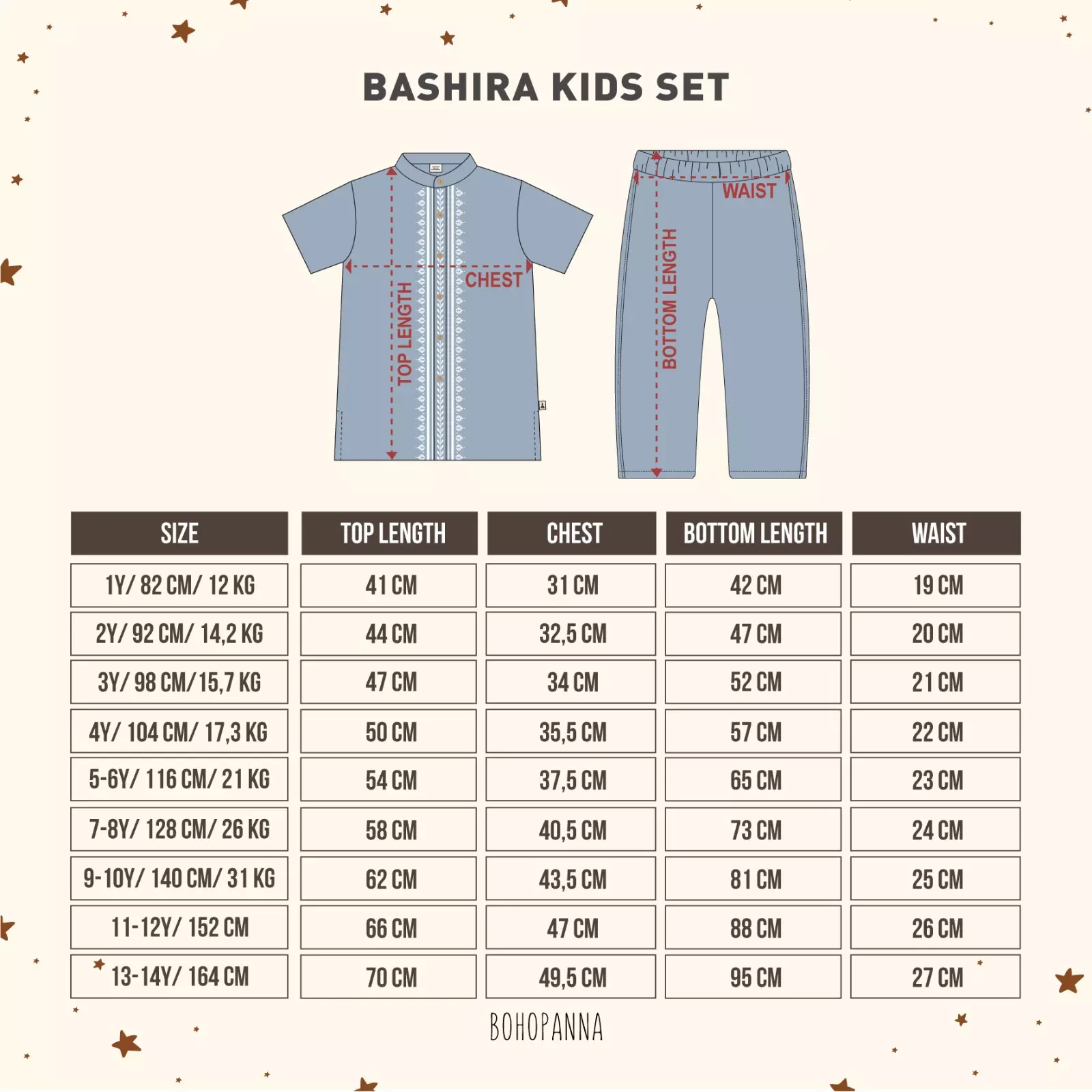 BOHOPANNA - RAYA COLLECTION - BASHIRA KIDS SET - SETELAN KOKO - BAJU LEBARAN ANAK LAKI LAKI