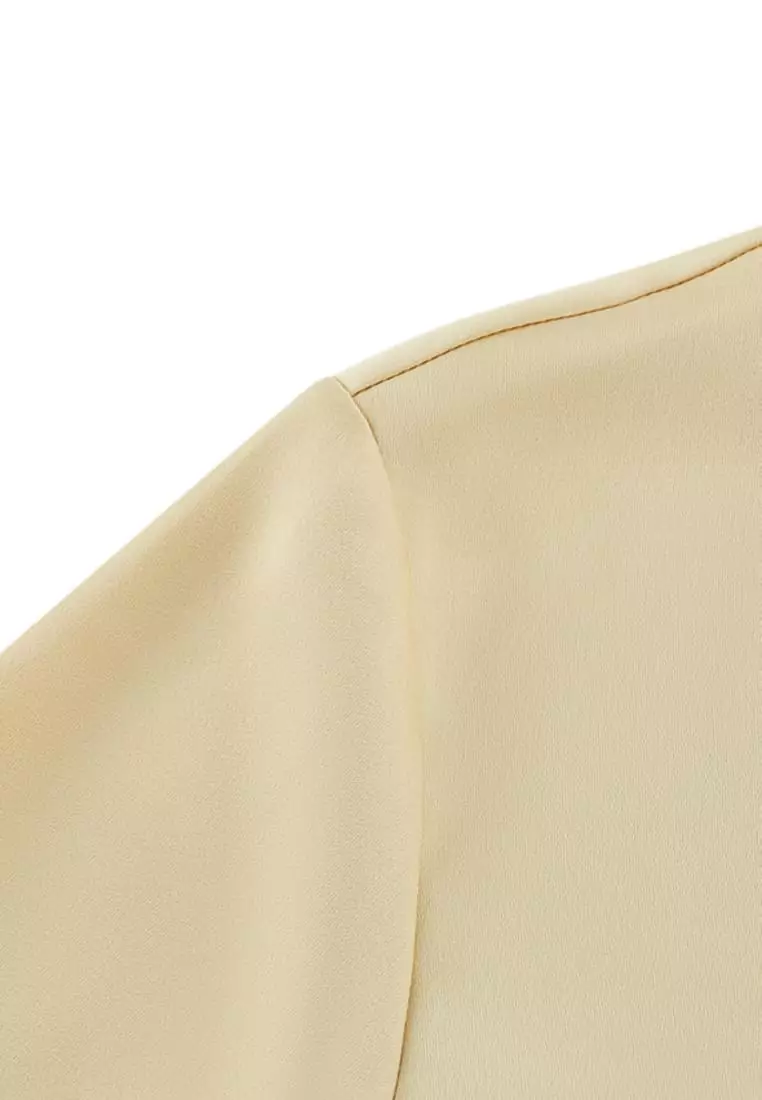 Satin Asymmetric Ruffled Blouse