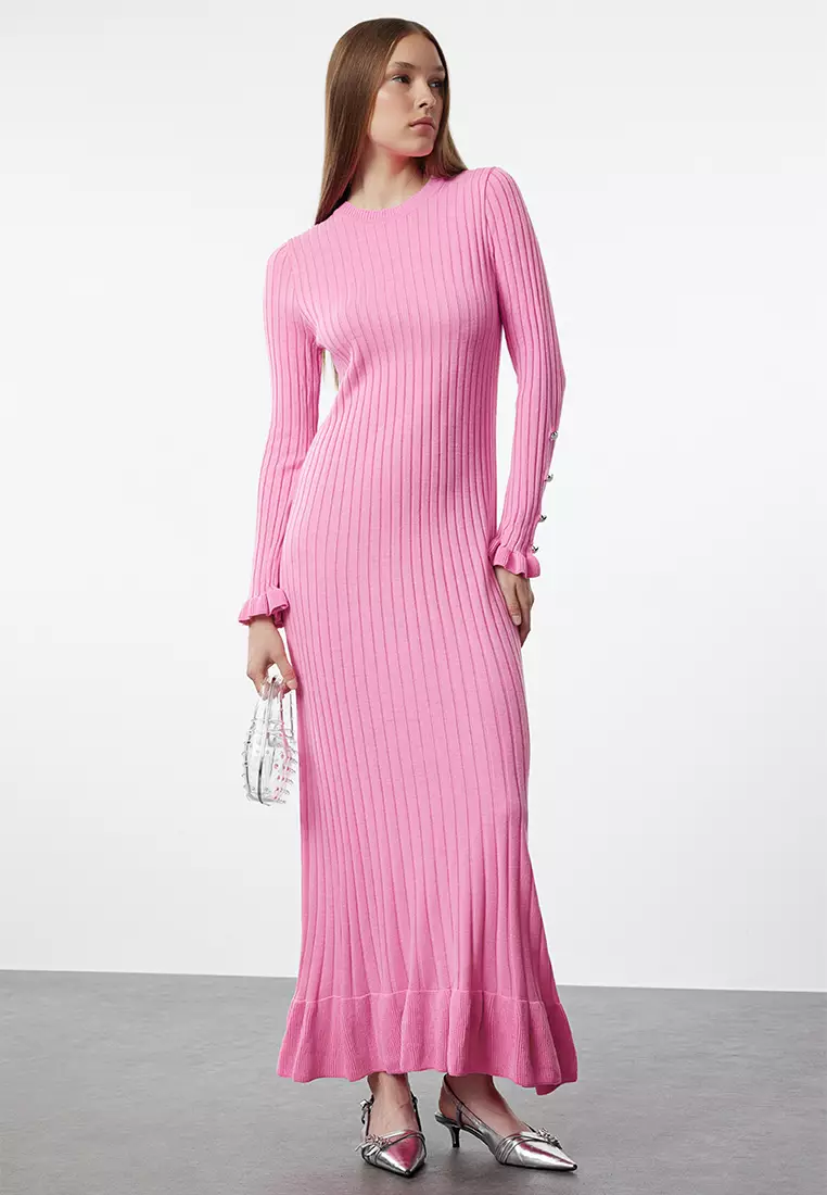 まぁみ♡さん★新品未使用★Pink Rules knit dress Buy Trendyol Straight Frill Hem Knitted Dress 2025 Online
