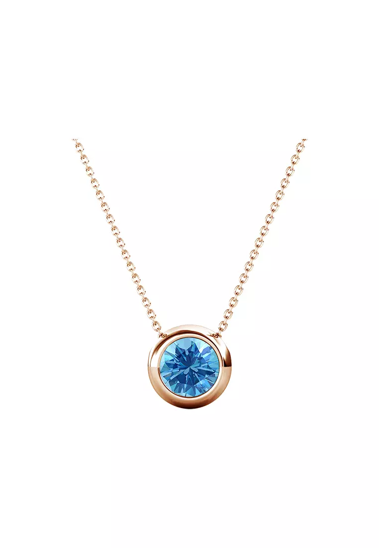 Birth Stone Moon Pendant December Blue Topaz RG - Kalung Crystal Swarovski by Her Jewellery