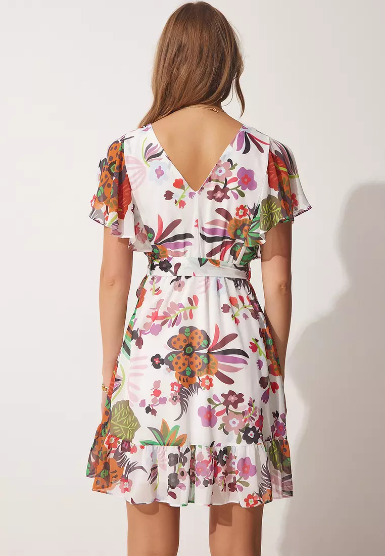 Chiffon floral outlet wrap dress