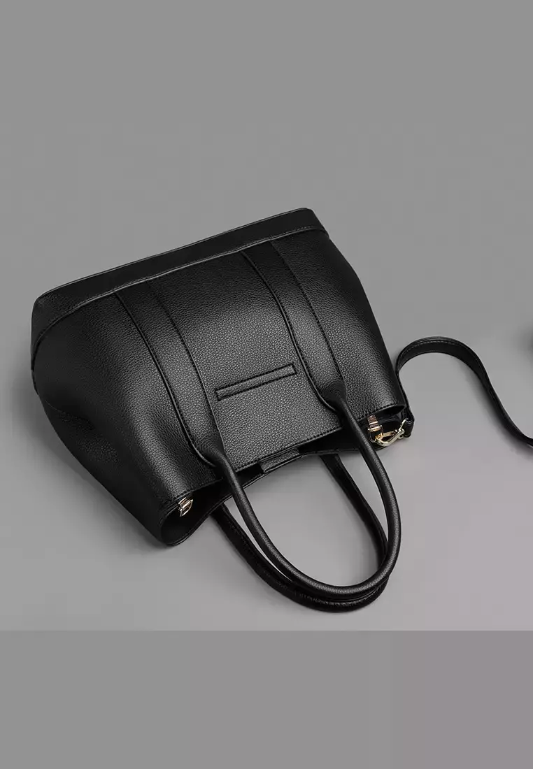 Stylish Faux Leather Three Way Tote Bag