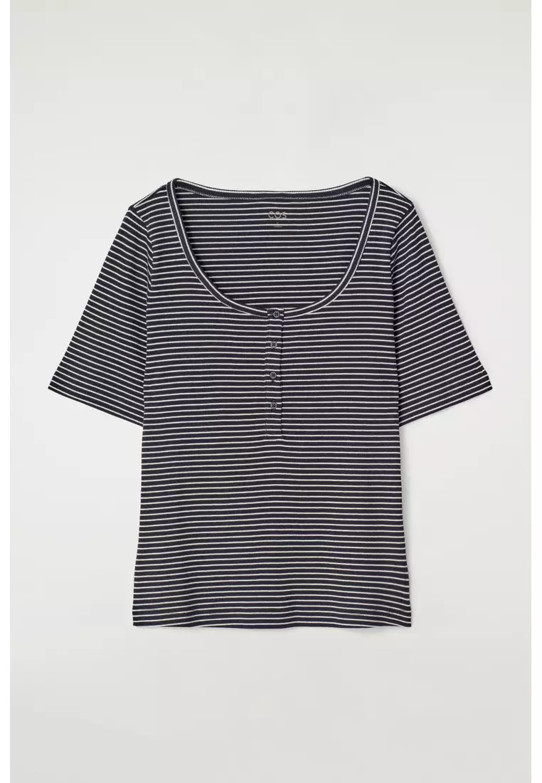 RIBBED HENLEY T-SHIRT