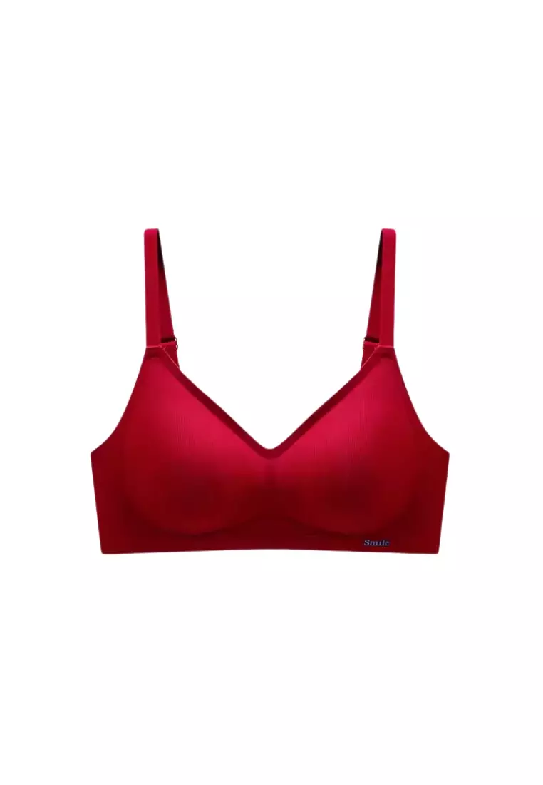 Premium Melanie Seamless Wireless Padded Support Bra in Red