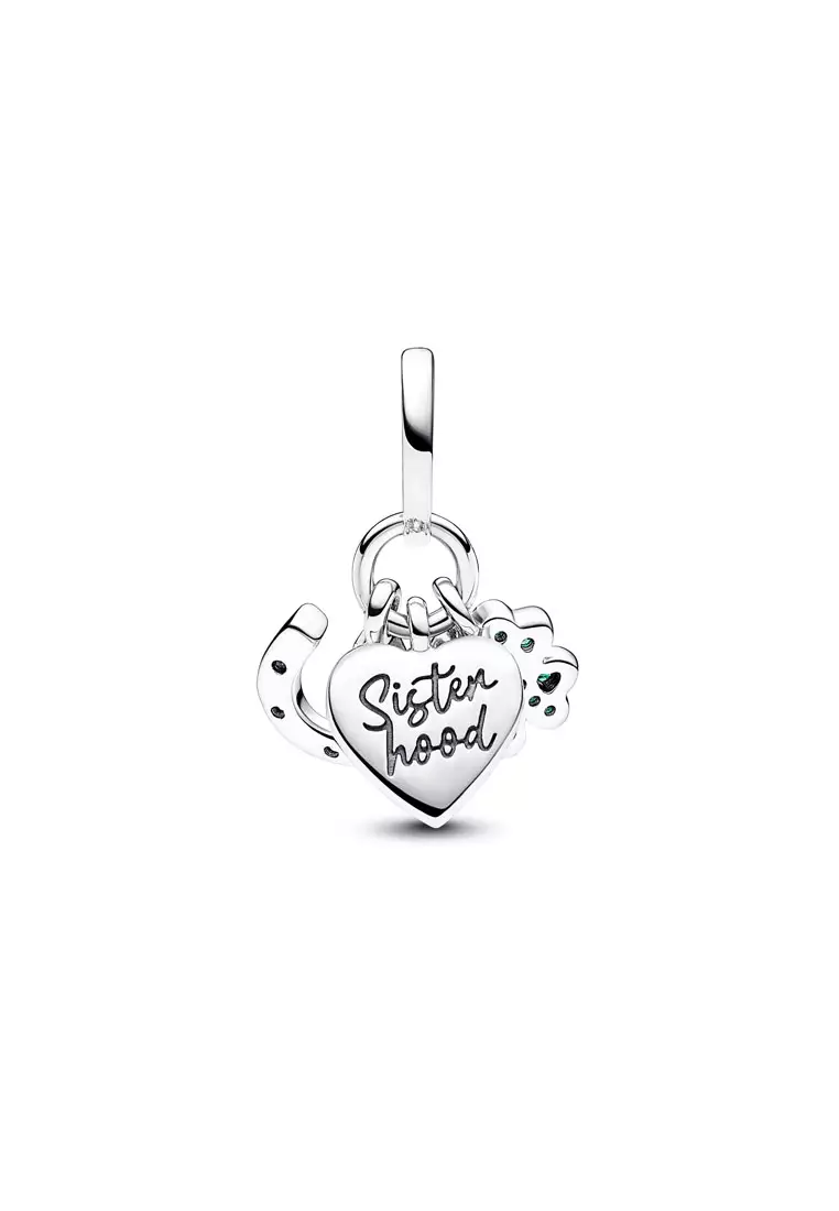 Four Leaf Clover, Heart and Horseshoe Triple Dangle Charm