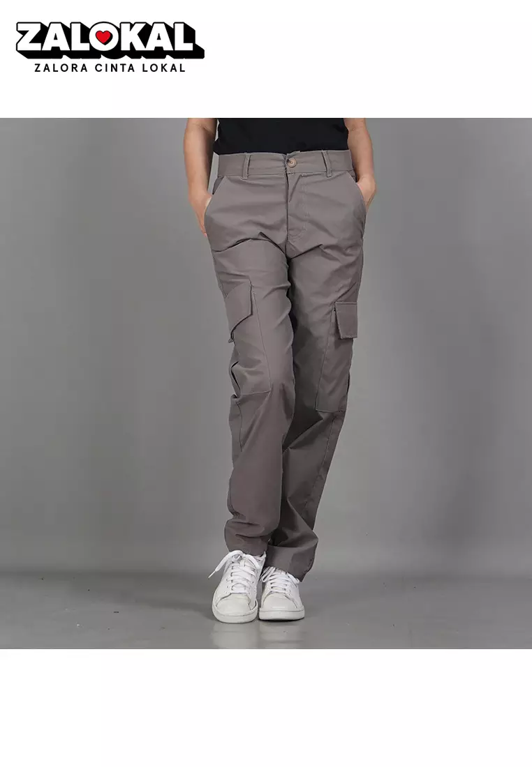  RAYSA Celana Cargo Wanita Cargo Pants Wanita - ABU MUDA