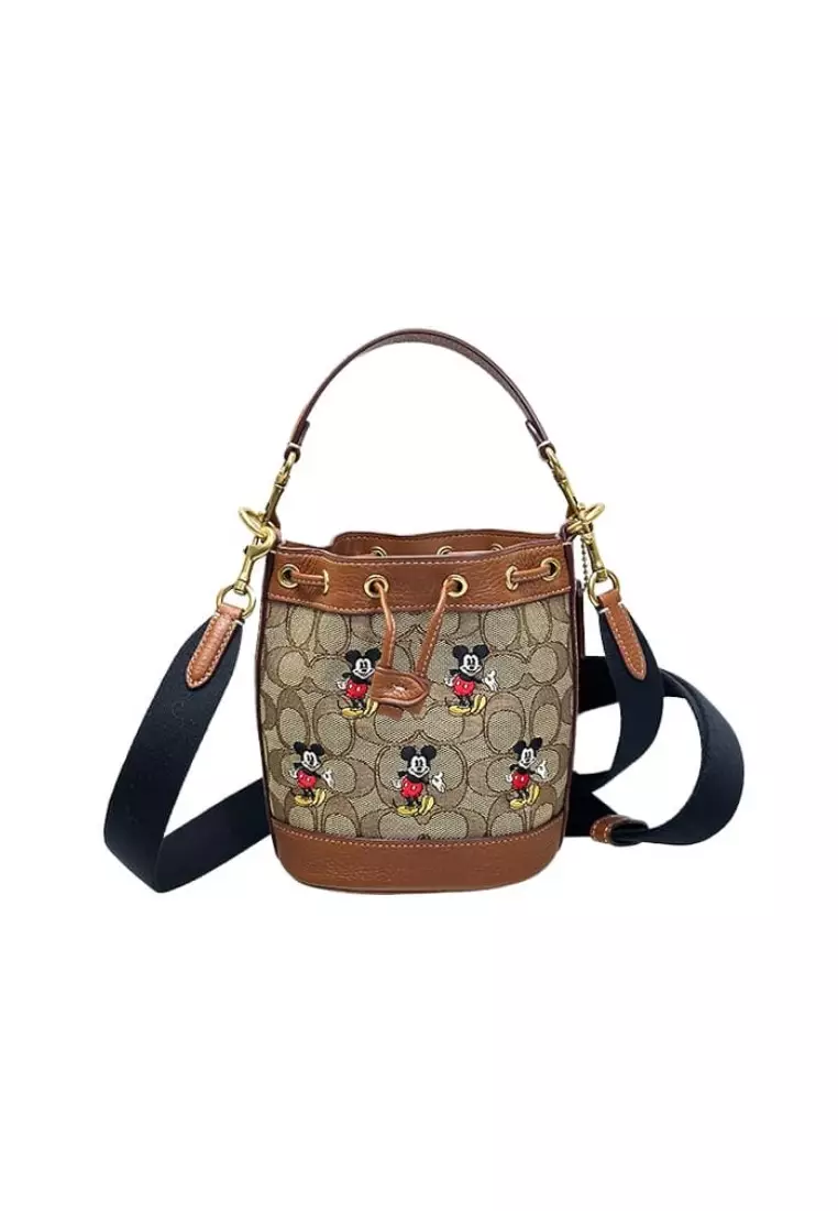 Disney X Coach Mini Dempsey Bucket Bag In Signature Jacquard With Mickey  Mouse Print(CN499) –B4 Khaki Redwood Multi