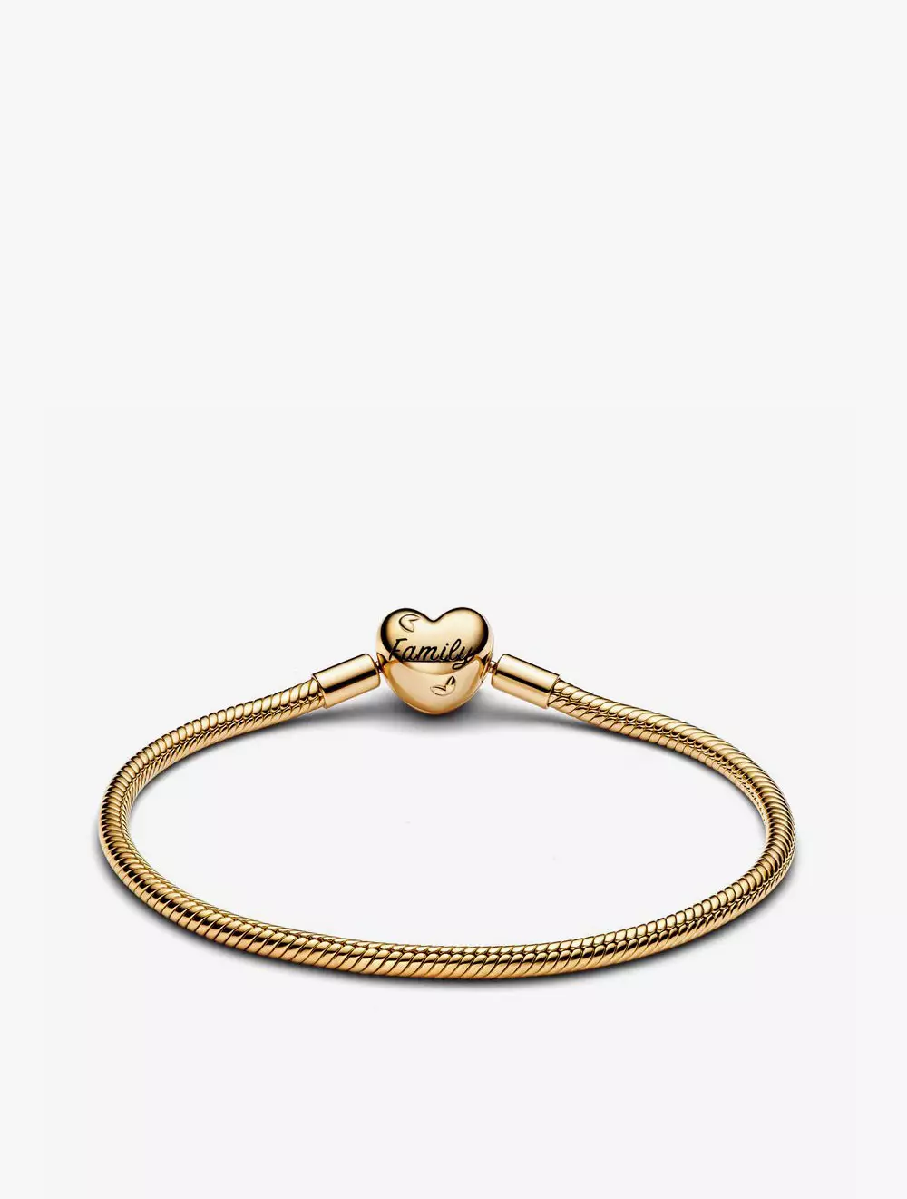 Snake chain 14k gold-plated bracelet and heart clasp with clear cubic zirconia and black enamel