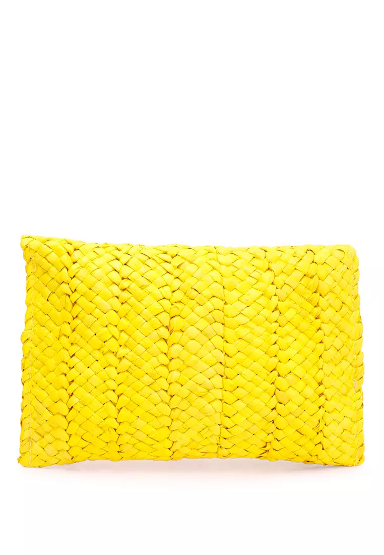 Tas Genggam Tali Jerami Warna Kuning