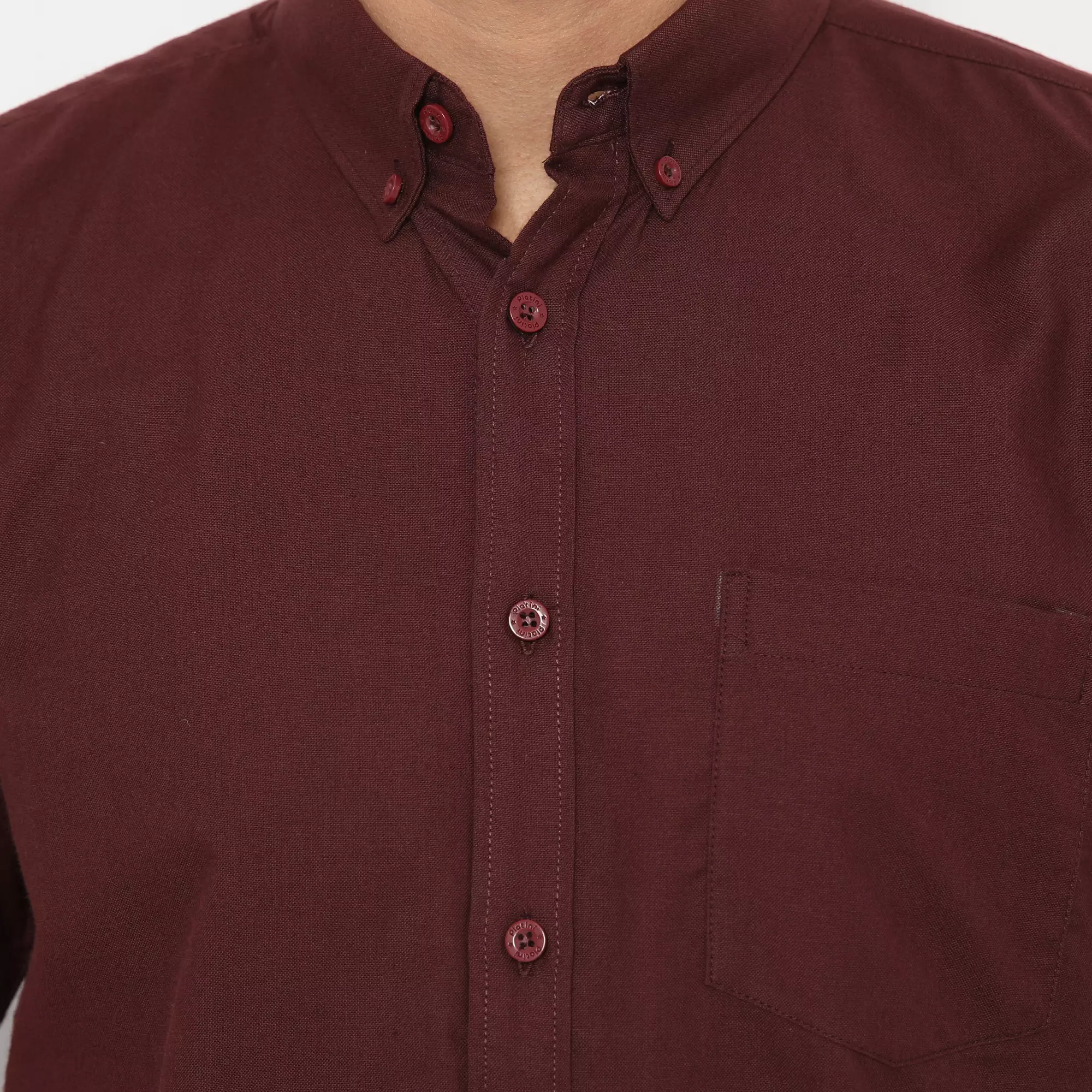 Platini Kemeja Pria Lengan Pendek Basic katun oxford Maroon Tua 63218