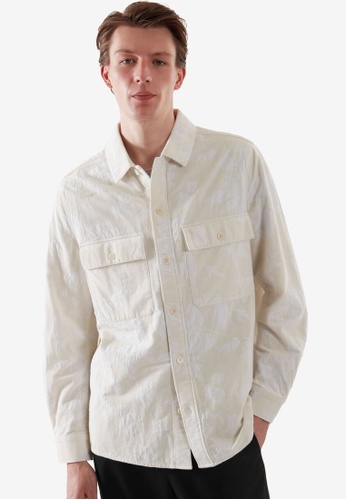 COS white Relaxed-Fit Jacquard Overshirt D0027AA1D60CE4GS_1