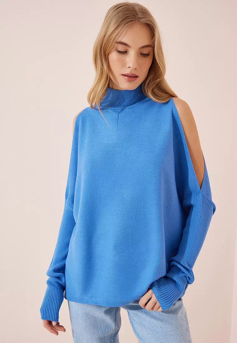 Cut Out Detailed Oversized Knitwear Sweater