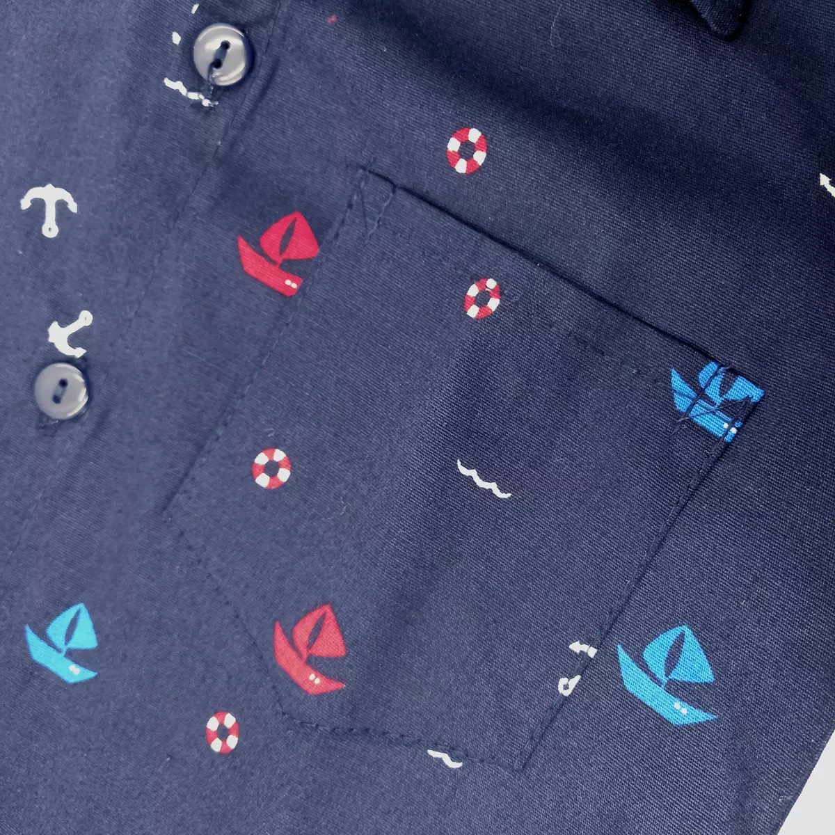 Wakakids Kemeja Anak Laki Laki Atasan Baju Kerah Motif Anchor Collar Shirt 4203