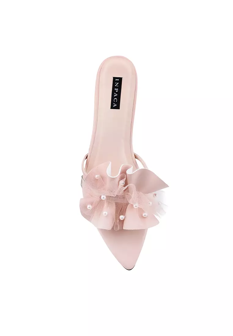 Carole Ruffle Heels with Pearl