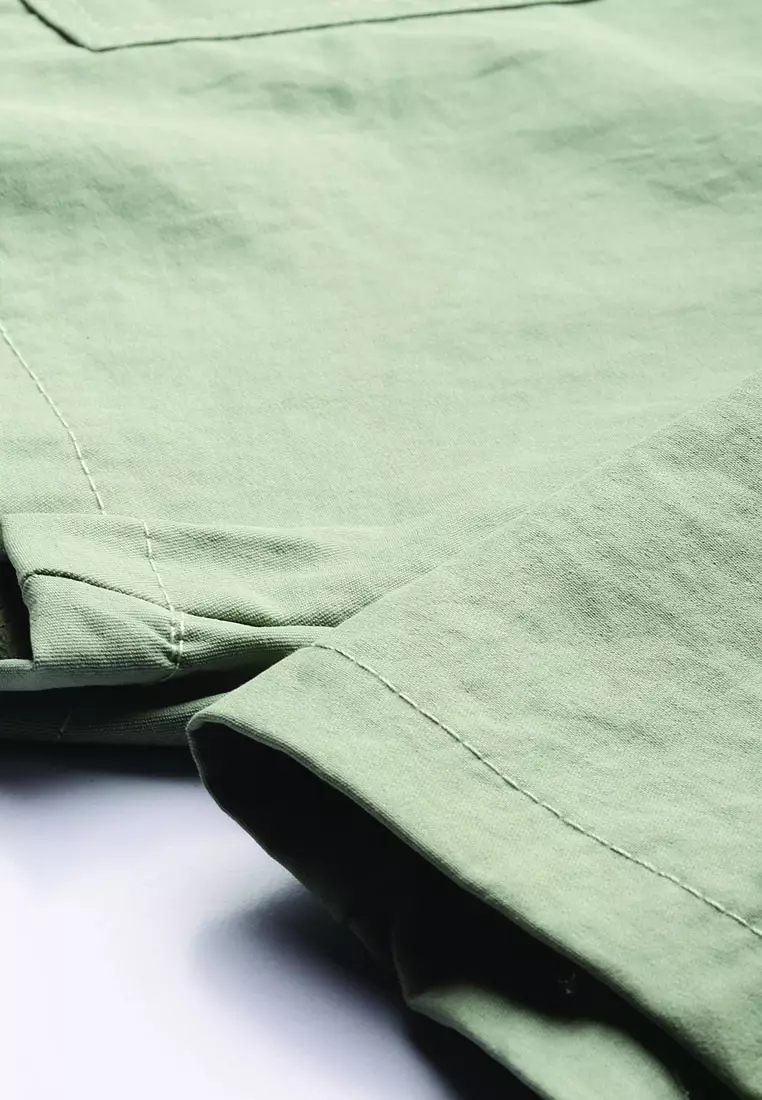 Light Green Belt Loop Solid Cargo Shorts