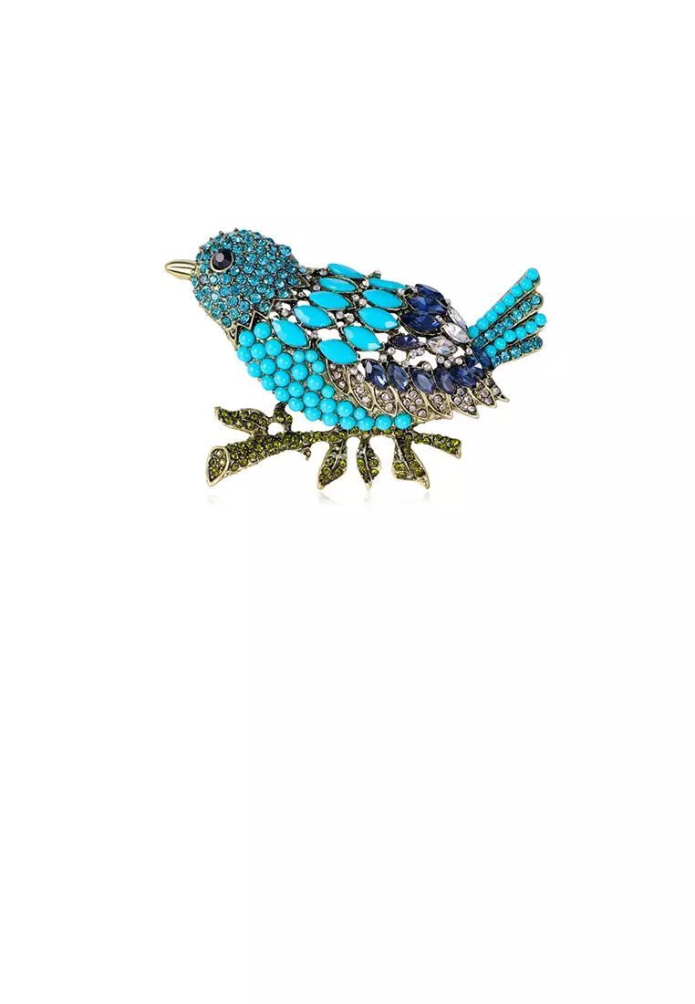Buy Glamorousky Fashion Brilliant Plated Gold Bird Brooch with