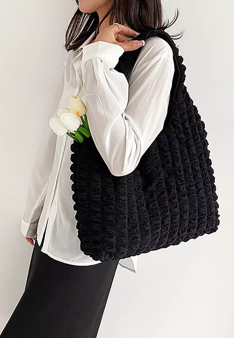 Wakakids Tas Wanita Bahu Shoulder Bag Tote Bag Puffy Foam Korean Style Venrc Hitam