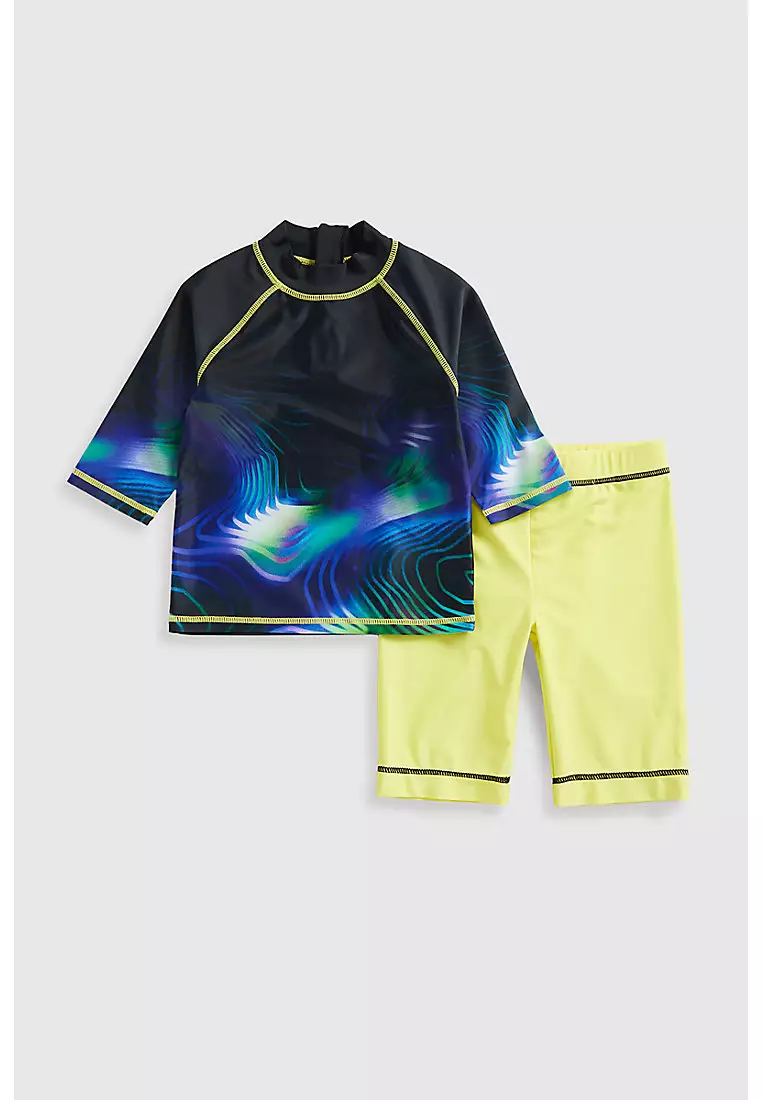 Buy Mothercare Black and Lime Sunsafe Rash Vest and Shorts Upf50 ...