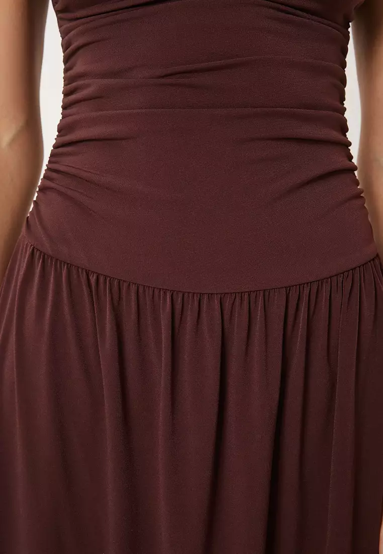 Gathered Midi Sandy Dress