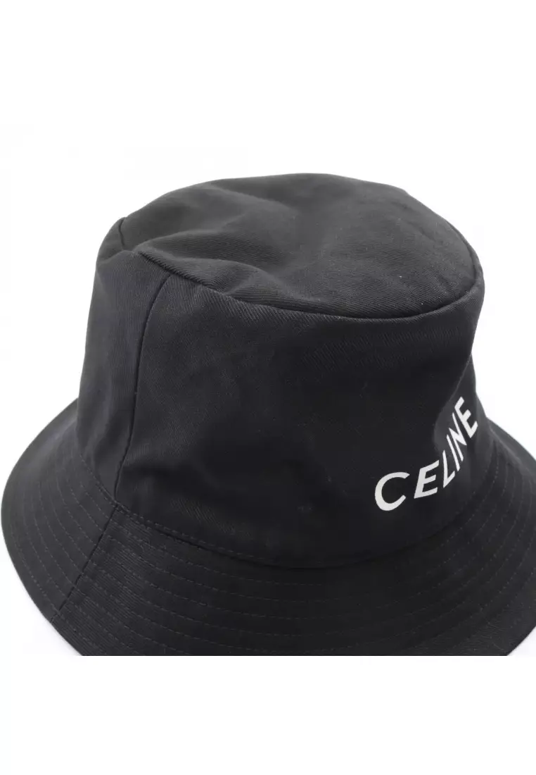 Celine Pre-Loved Celine logo print bucket hat cotton black  display picture 1