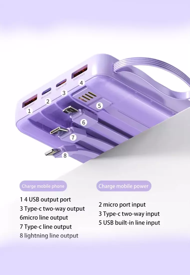 Value Deal - 5s PRO MINI Wireless Earphones - Pink + Multi Plug 120W / 30000mAh Fast Charging Power Bank - Purple
