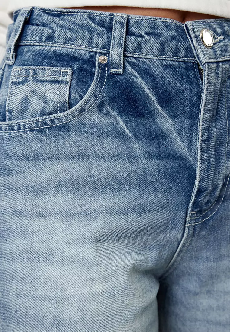 Cotton High Waist Regular Jeans