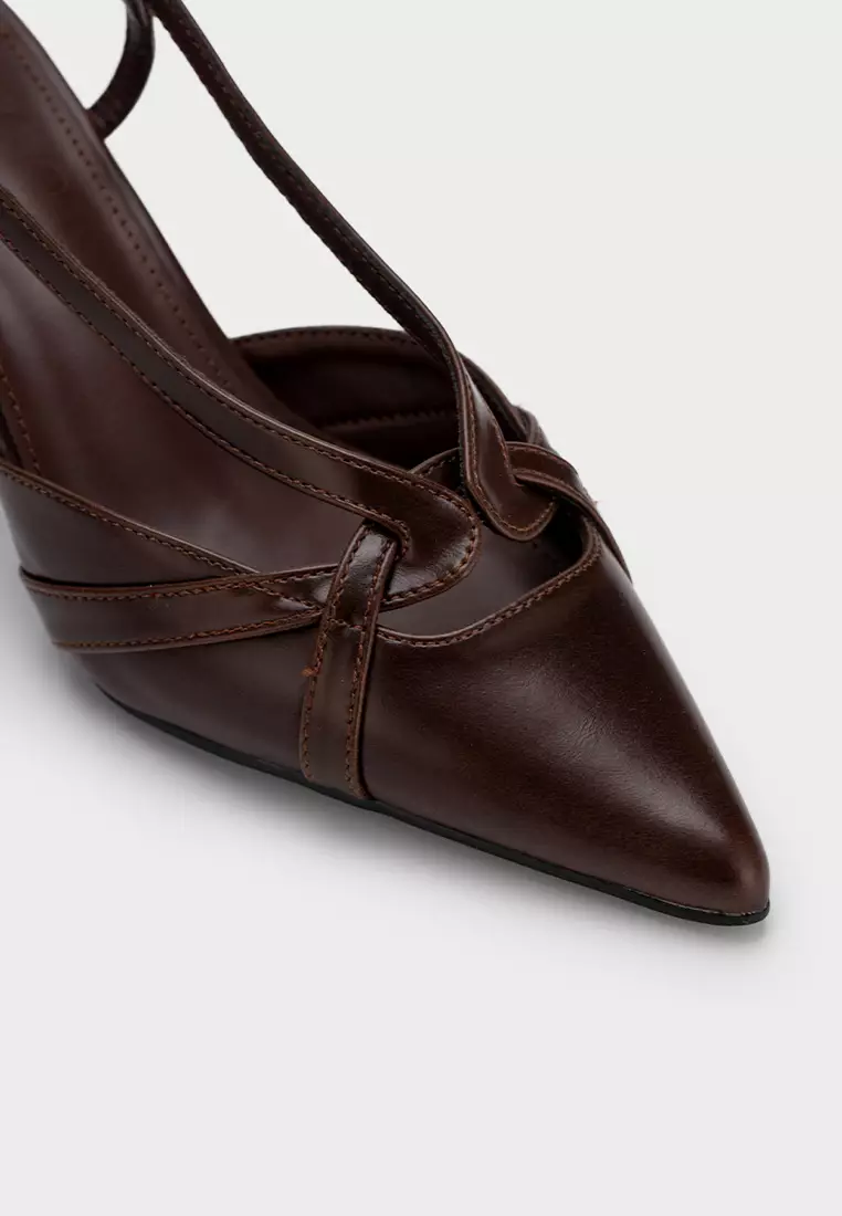 法式后空尖头高跟鞋