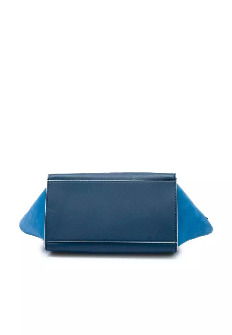 Pre-Loved Celine Small Bicolor Calfskin And Nubuck Trapeze Satchel