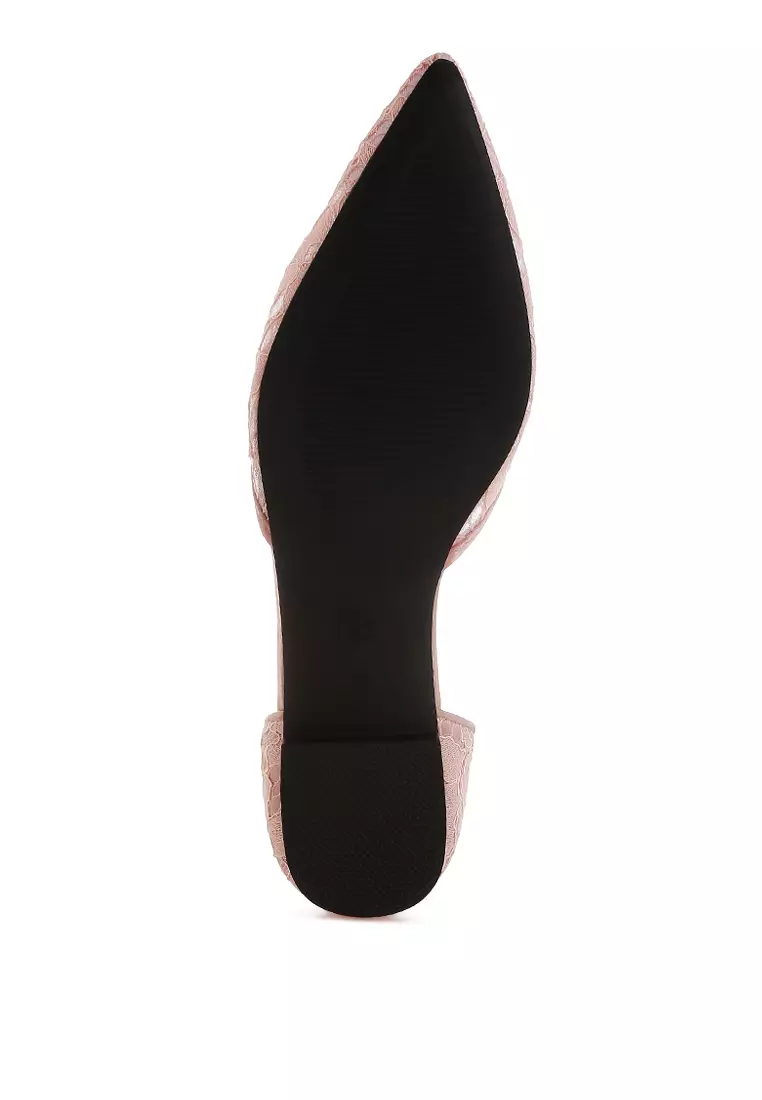 Pearl & Rhinestone Strap Flat Sandals in Blush