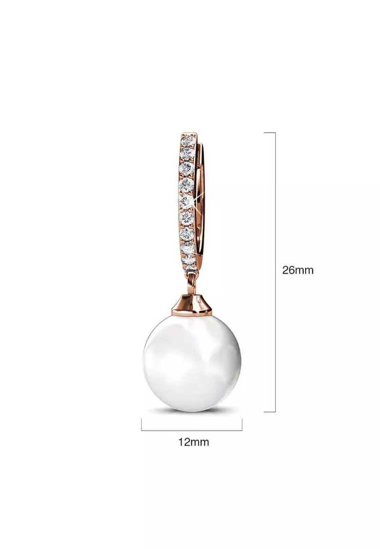 Flawless Pearl Drop Hoop Earrings Embellished With SWAROVSKI® Crystal Pearls