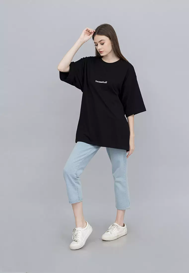 Houseofcuff Kaos Oversized Tshirt Wanita Unisex Tebal Hitam California