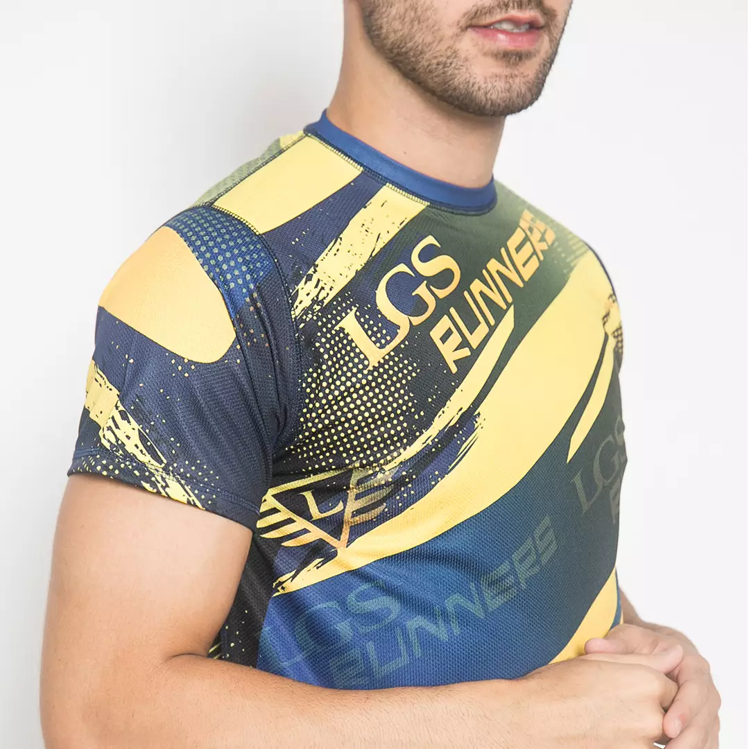 LGS - Kaos Casual - Kaos Olahraga - LGS Sport - Kombinasi Warna - Regular Fit - Kuning/Biru - CTS.222.M3000.01.C